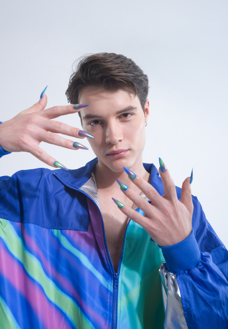 OCWA X NAELS MATES WHIMSICAL Y2K NAIL PRESS BLUE GREEN PURPLE FAKE NAILS