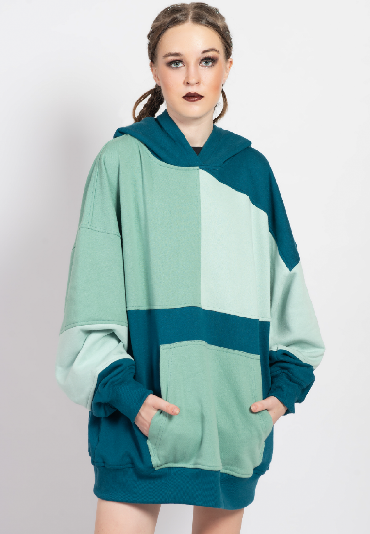 OCWA RAY OVERSIZED MULTI GREEN SAGE PISTACHIO SEA GREEN HOODIE