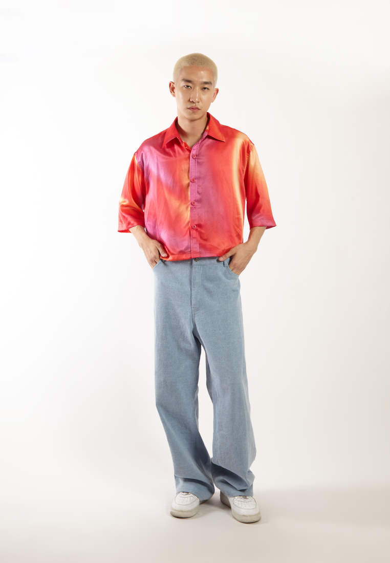 OCWA X NAELS MATES FANTASIA OVERSIZED CROP SHORT SLEEVE SHIRT ORANGE PINK