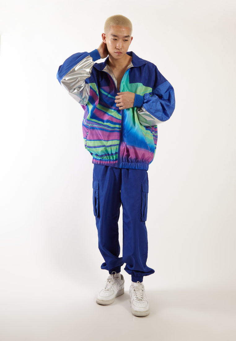 OCWA X NAELS MATES WHIMSICAL 80S INSPIRED WATERPROOF JACKET PINK GREEN BLUE