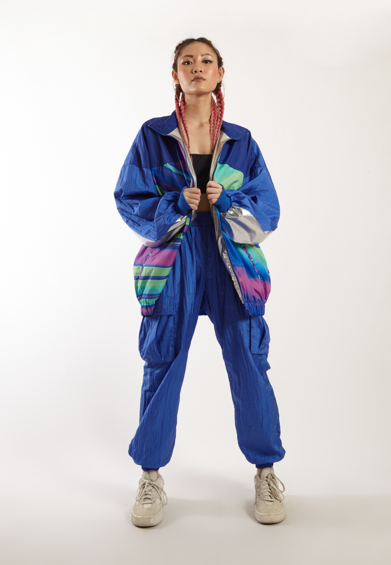 OCWA X NAELS MATES WHIMSICAL 80S INSPIRED WATERPROOF JACKET PINK GREEN BLUE