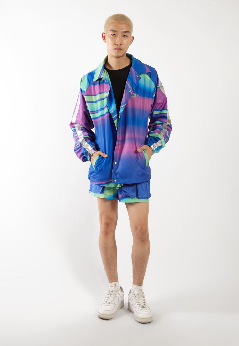 OCWA X NAELS MATES WHIMSICAL RUNNING SHORT WITH POCKETS BLUE PURPLE GREEN