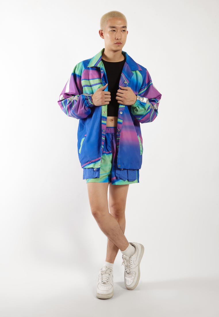 OCWA X NAELS MATES WHIMSICAL COACH JACKET SILVER BLUE GREEN PURPLE