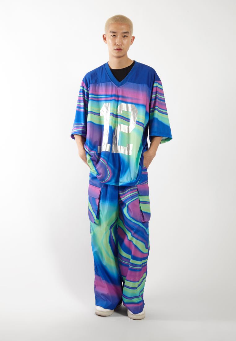 OCWA X NAELS MATES 80S INSPIRED WHIMSICAL BLUE GREEN PURPLE CARGO PANTS