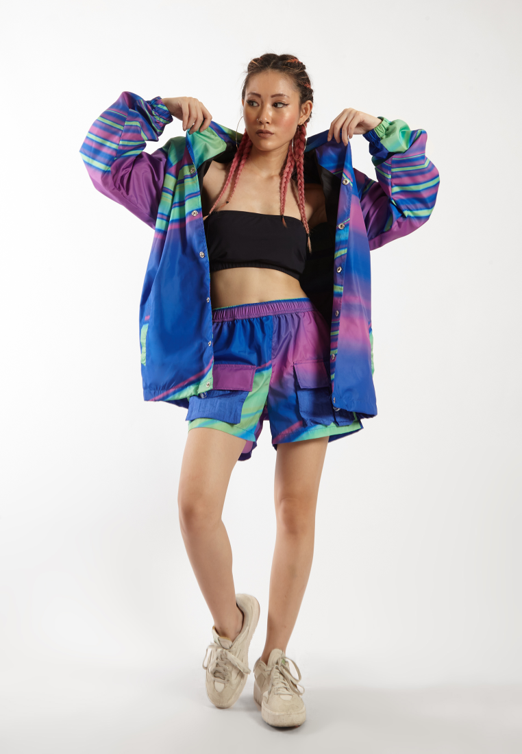 OCWA X NAELS MATES WHIMSICAL COACH JACKET SILVER BLUE GREEN PURPLE