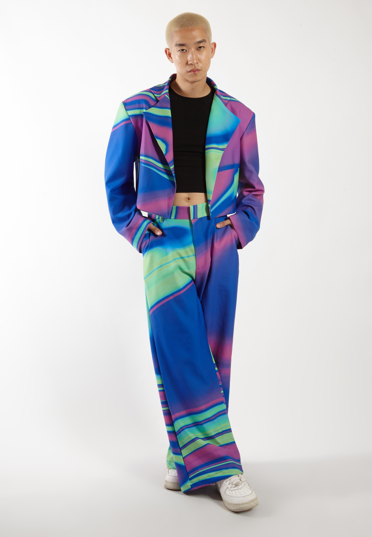 OCWA X NAELS MATES WHIMSICAL WIDE LEG FLARE PANTS BLUE GREEN PURPLE