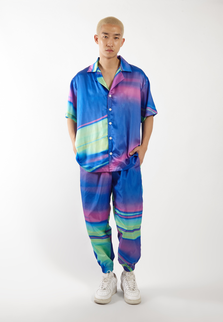 OCWA X NAELS MATES WHIMSICAL BLUE GREEN PURPLE SHORT SLEEVE SHIRT MEN