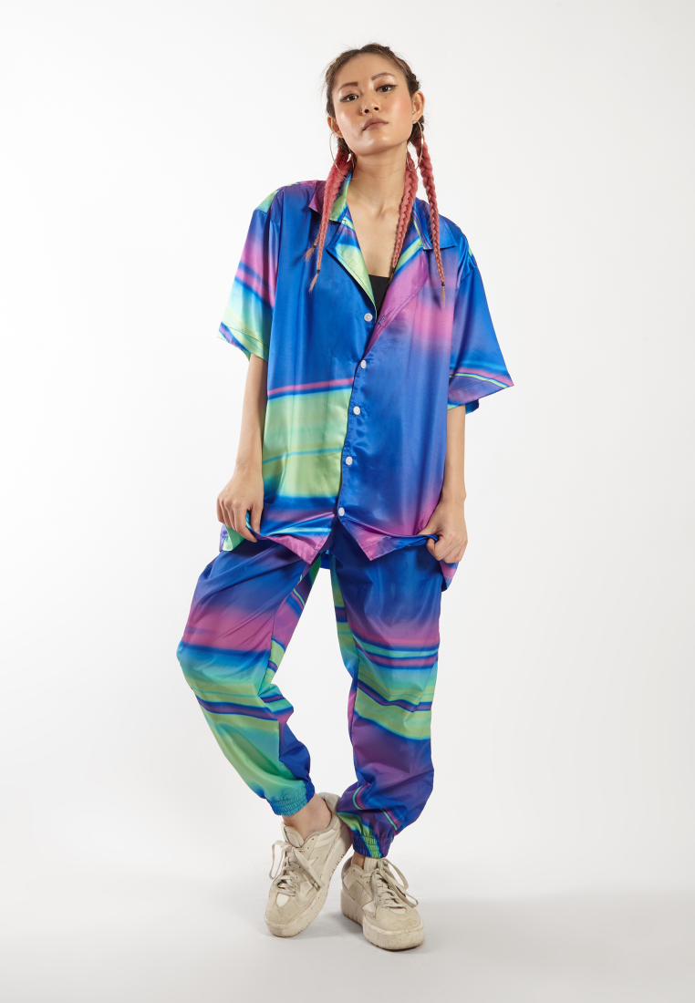 OCWA X NAELS MATES 80S INSPIRED WHIMSICAL BLUE GREEN PURPLE JOGGER PANTS