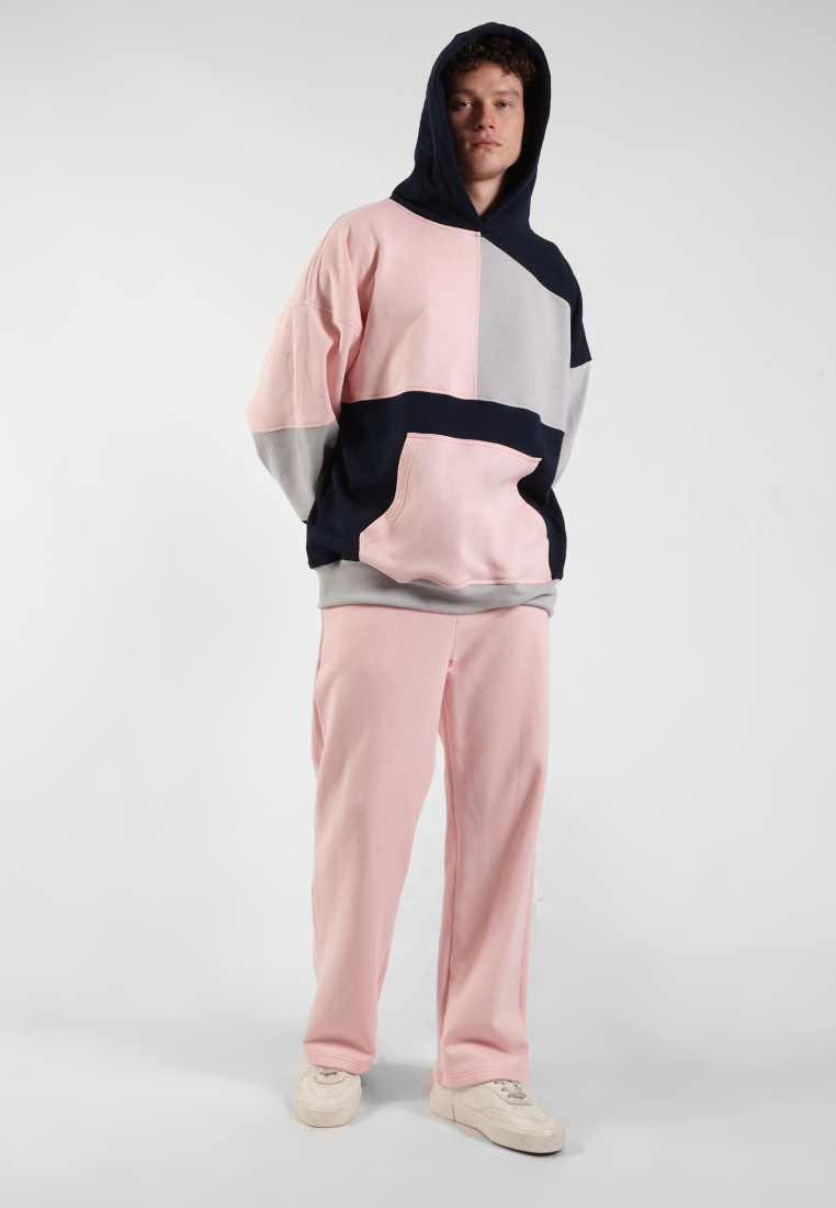 OCWA RIZ MULTI SILVER GREY BABY PINK NAVY PATCHES OVERSIZED HOODIE