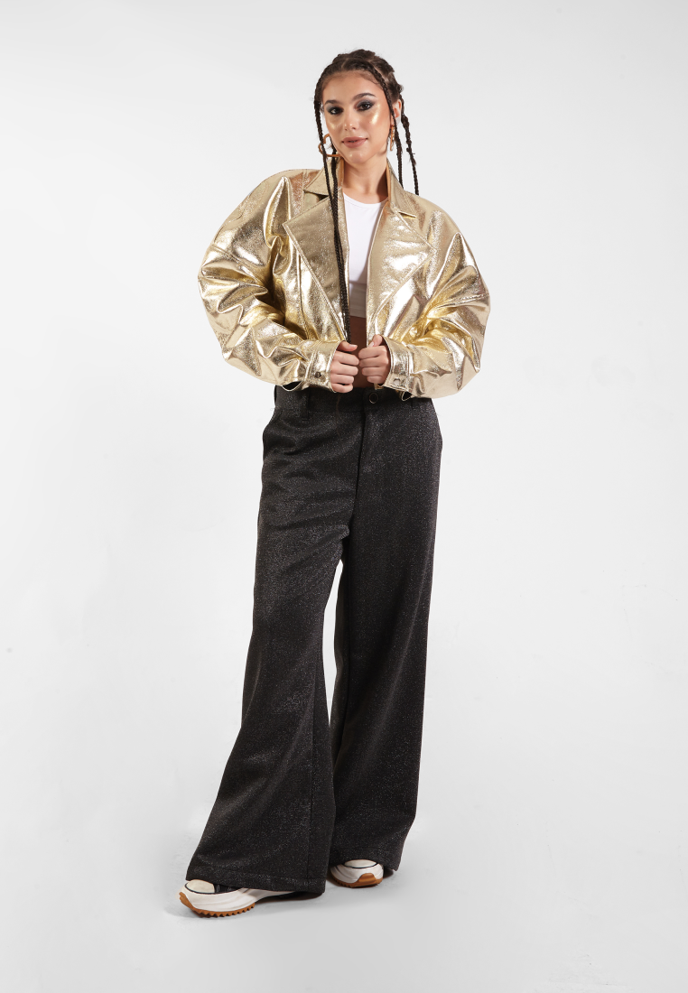 OCWA NYE GOLD PUFF SLEEVE CROP JACKET