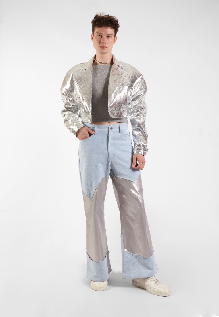OCWA NYE SILVER PUFF SLEEVE CROP JACKET MEN