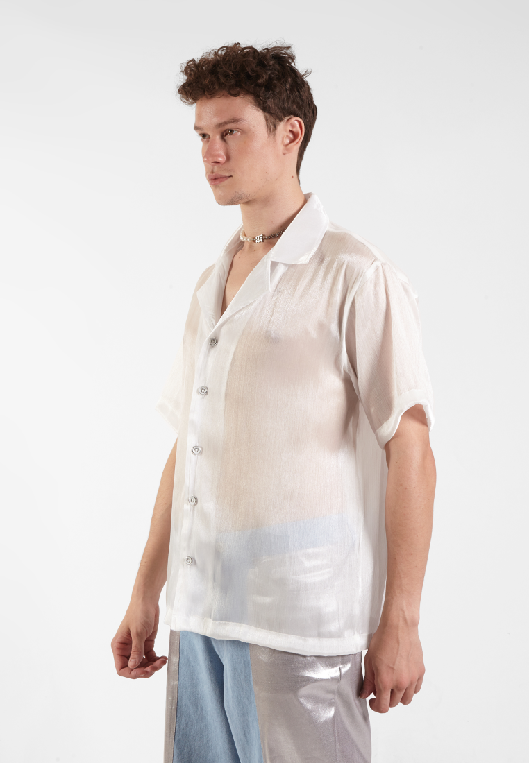 OCWA RUSLAN WHITE SHINY GLAM SHORT SLEEVE SHIRT