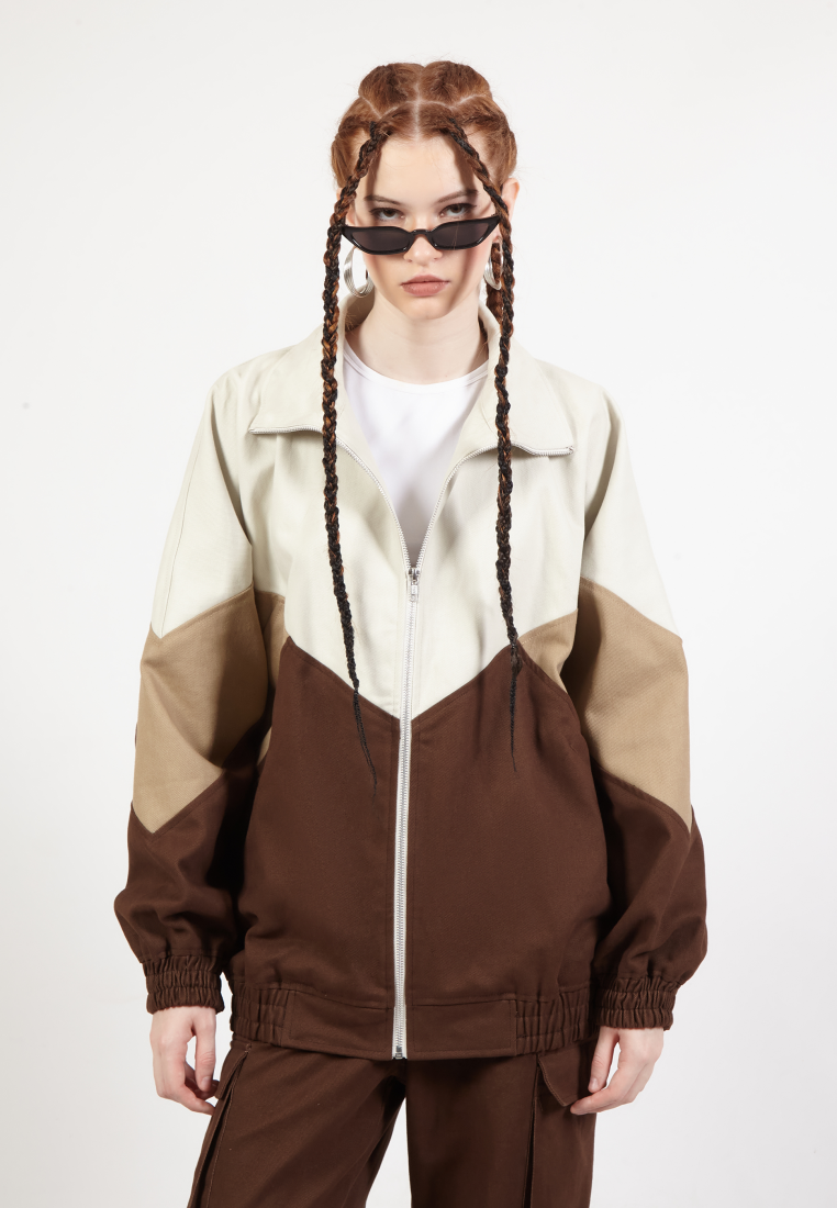 OCWA JESSE BROWN CREAM TAN OVERSIZED DENIM JACKET