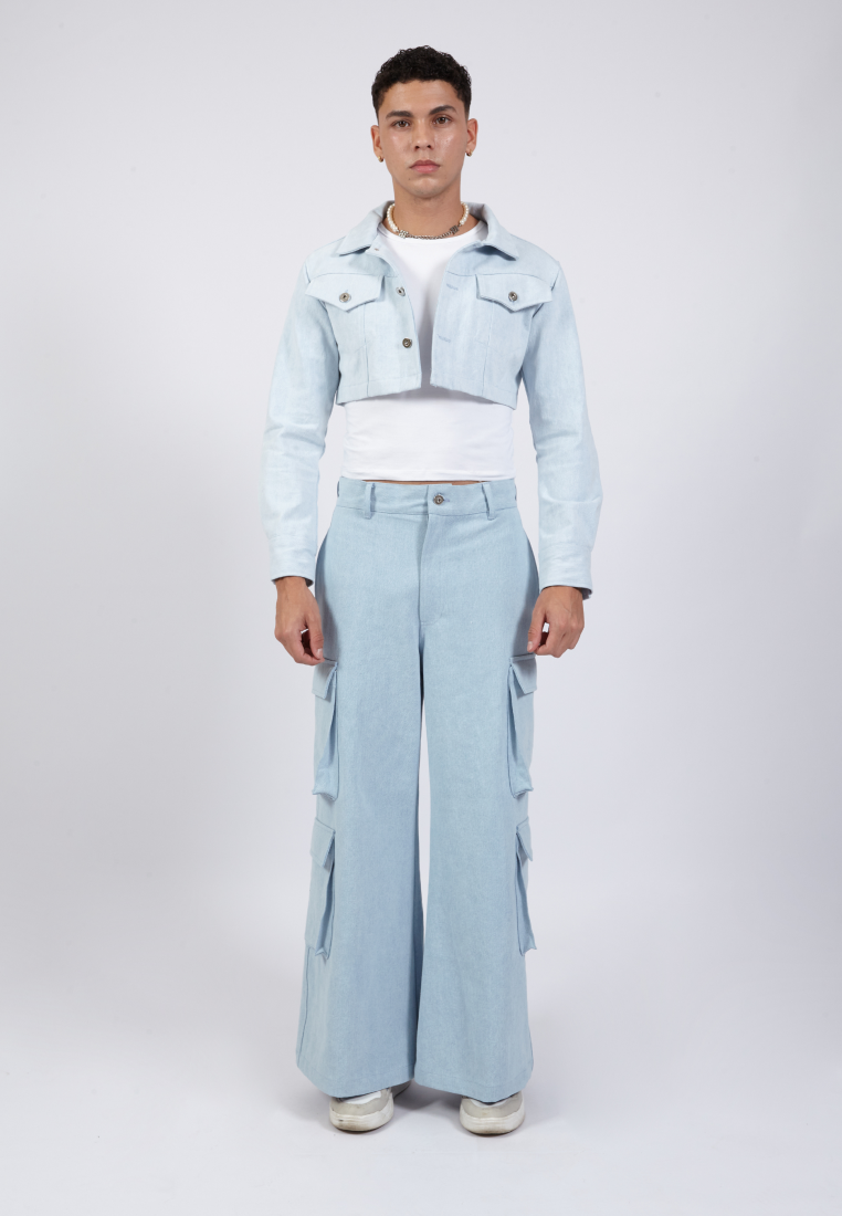 OCWA DIMA WIDELEG FLARE CARGO LIGHT BLUE JEANS DENIM