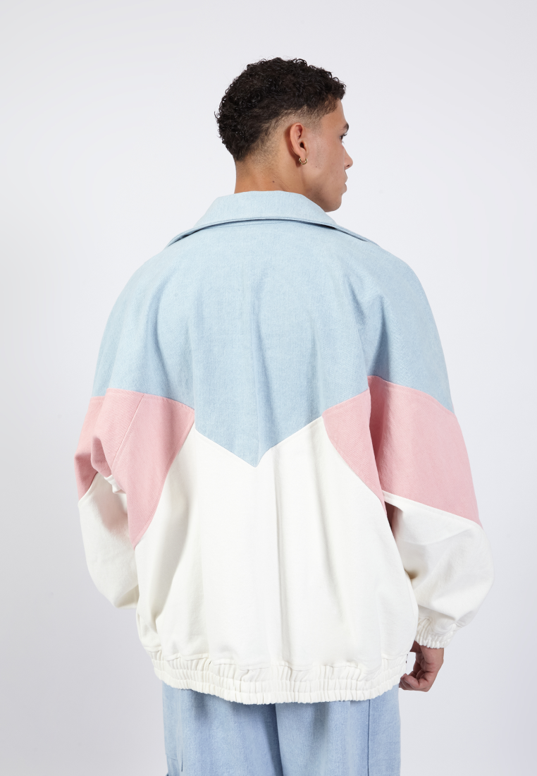 OCWA AMARI OVERSIZED COLORBLOCK BLUE WHITE PINK DENIM JACKET