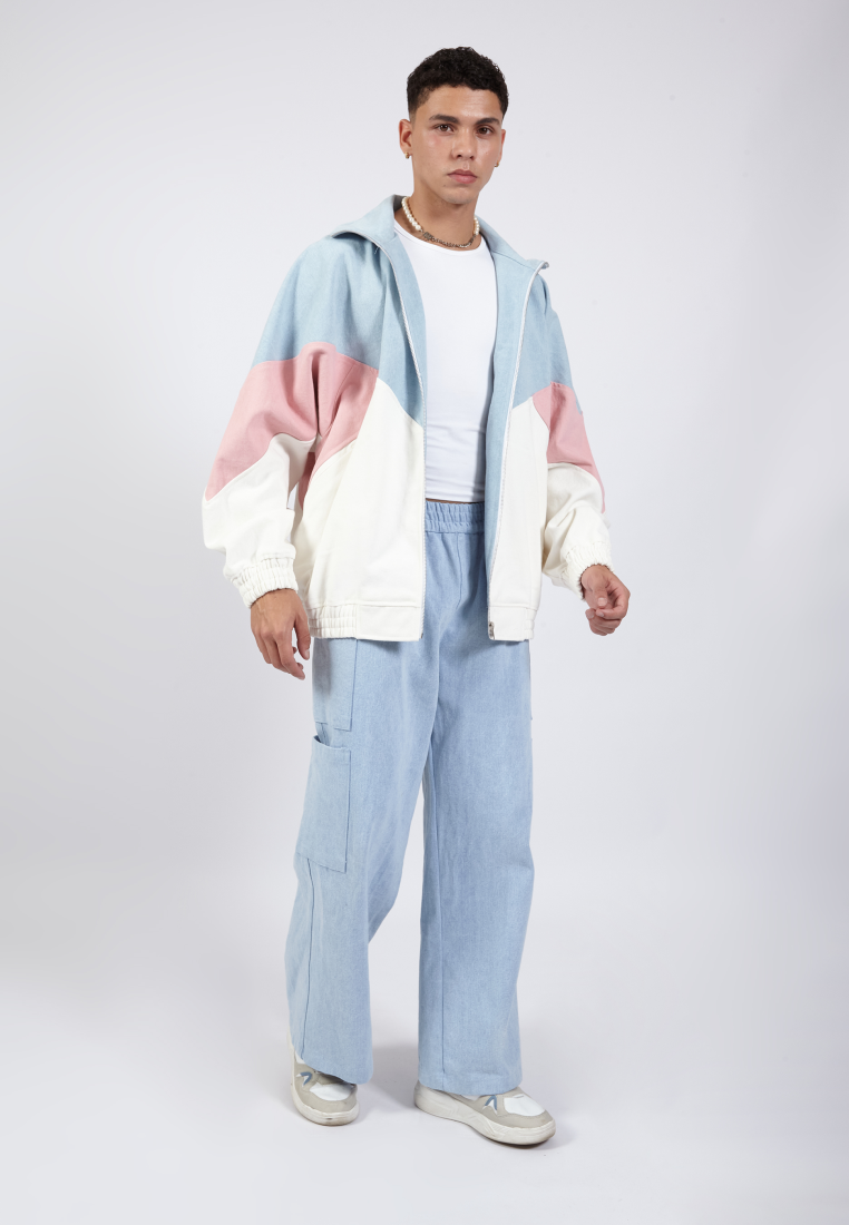 OCWA AMARI OVERSIZED COLORBLOCK BLUE WHITE PINK DENIM JACKET