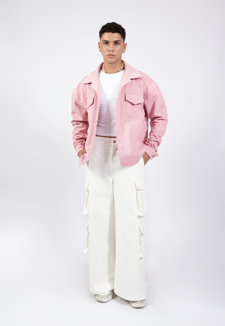 OCWA DIMA WIDELEG FLARE CARGO WHITE JEANS DENIM