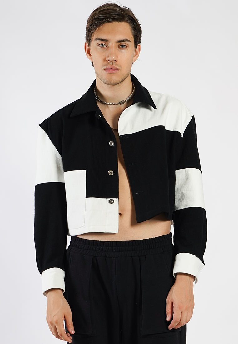 OCWA CHESS CROP JACKET BLACK AND WHITE