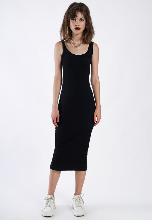 OCWA GABRIEL FITTED SLEEVELESS KNIT DRESS BLACK