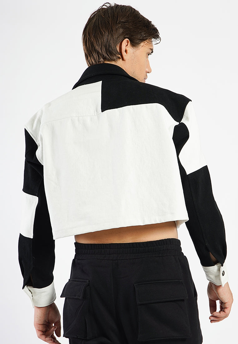 OCWA CHESS CROP JACKET BLACK AND WHITE