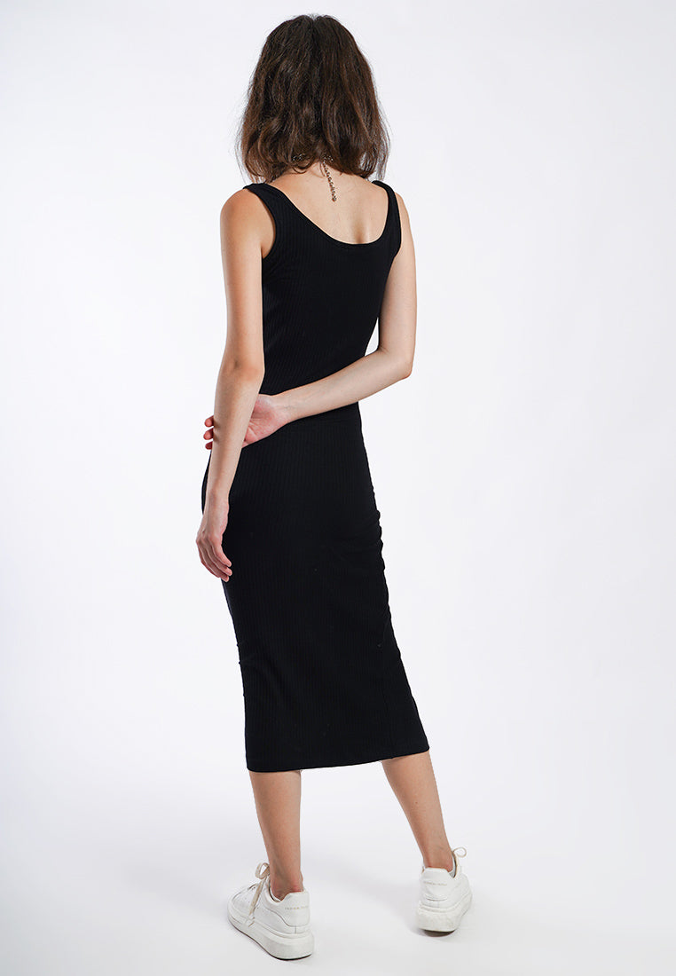 OCWA GABRIEL FITTED SLEEVELESS KNIT DRESS BLACK