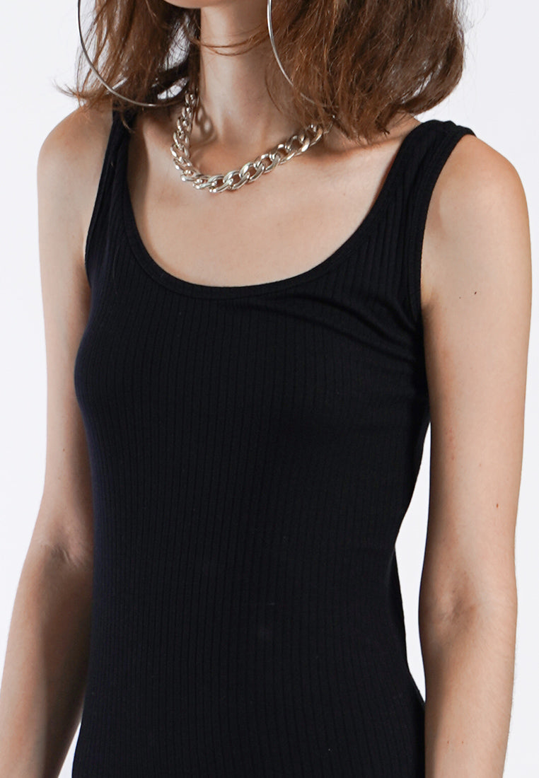 OCWA GABRIEL FITTED SLEEVELESS KNIT DRESS BLACK