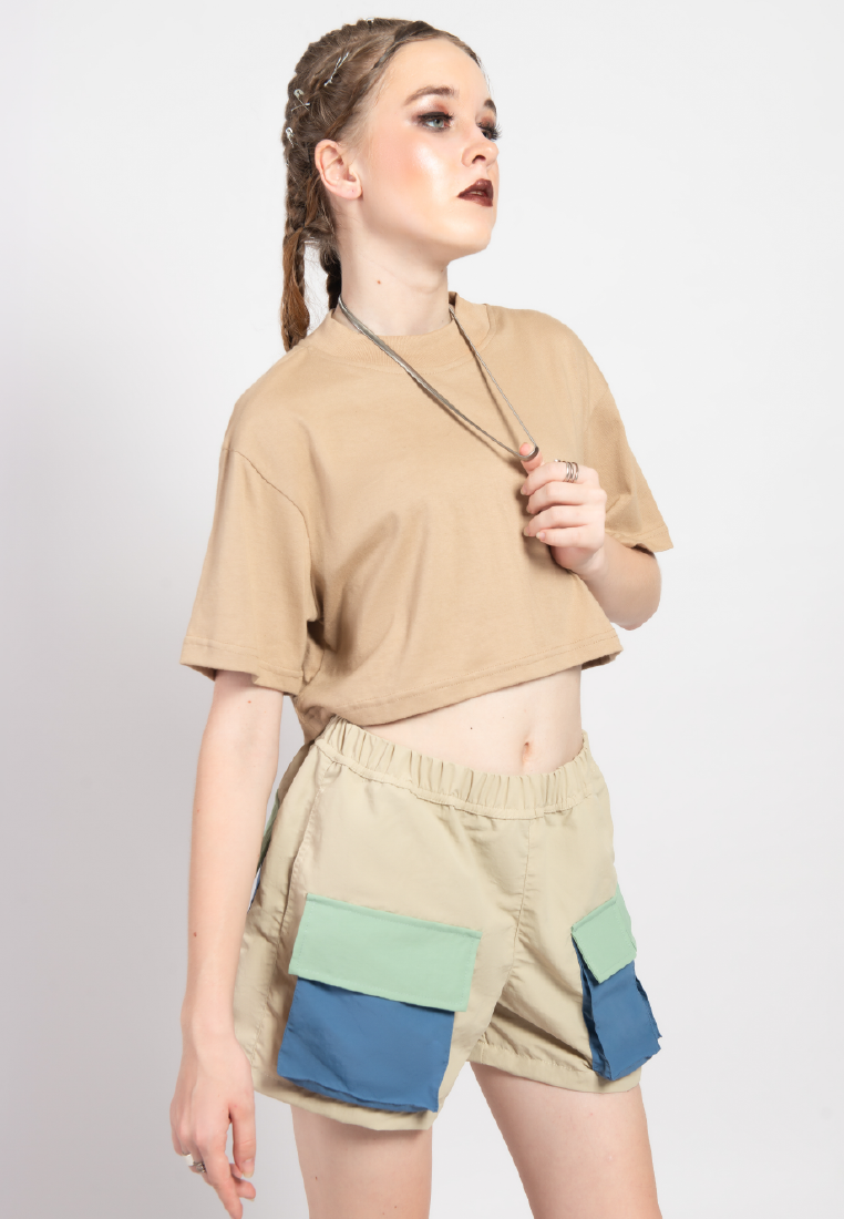 OCWA ALANA CROP TEE COFFEE BROWN