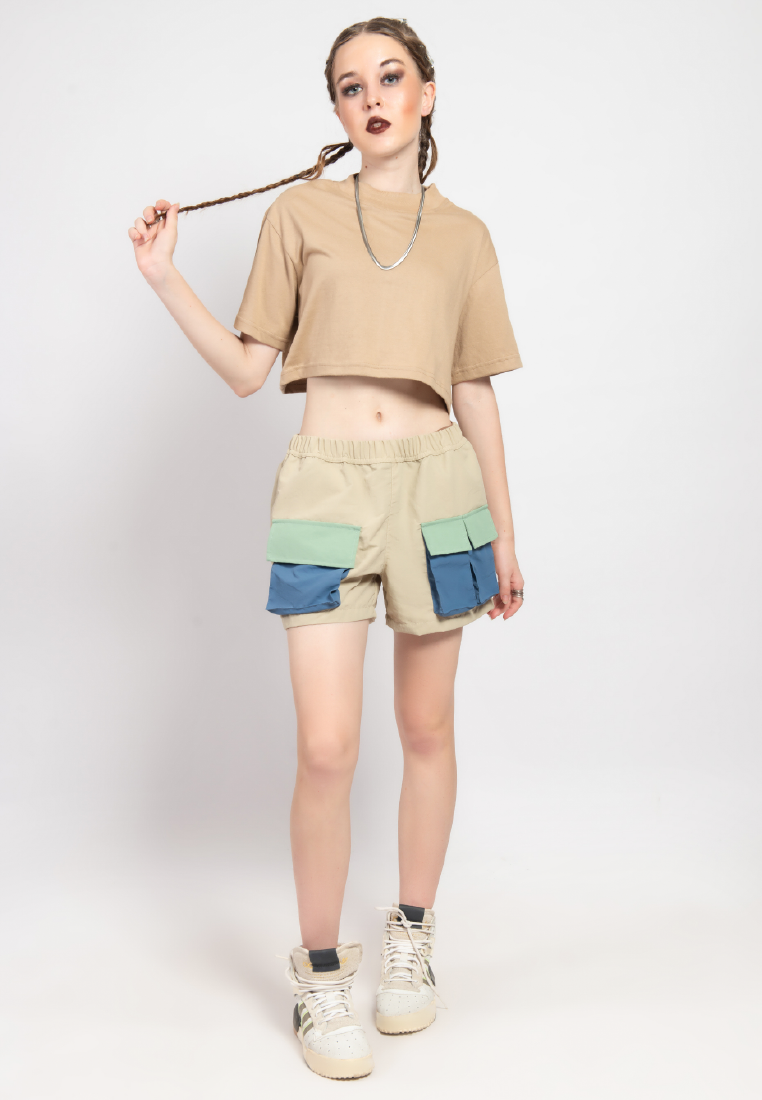 OCWA ALANA CROP TEE COFFEE BROWN