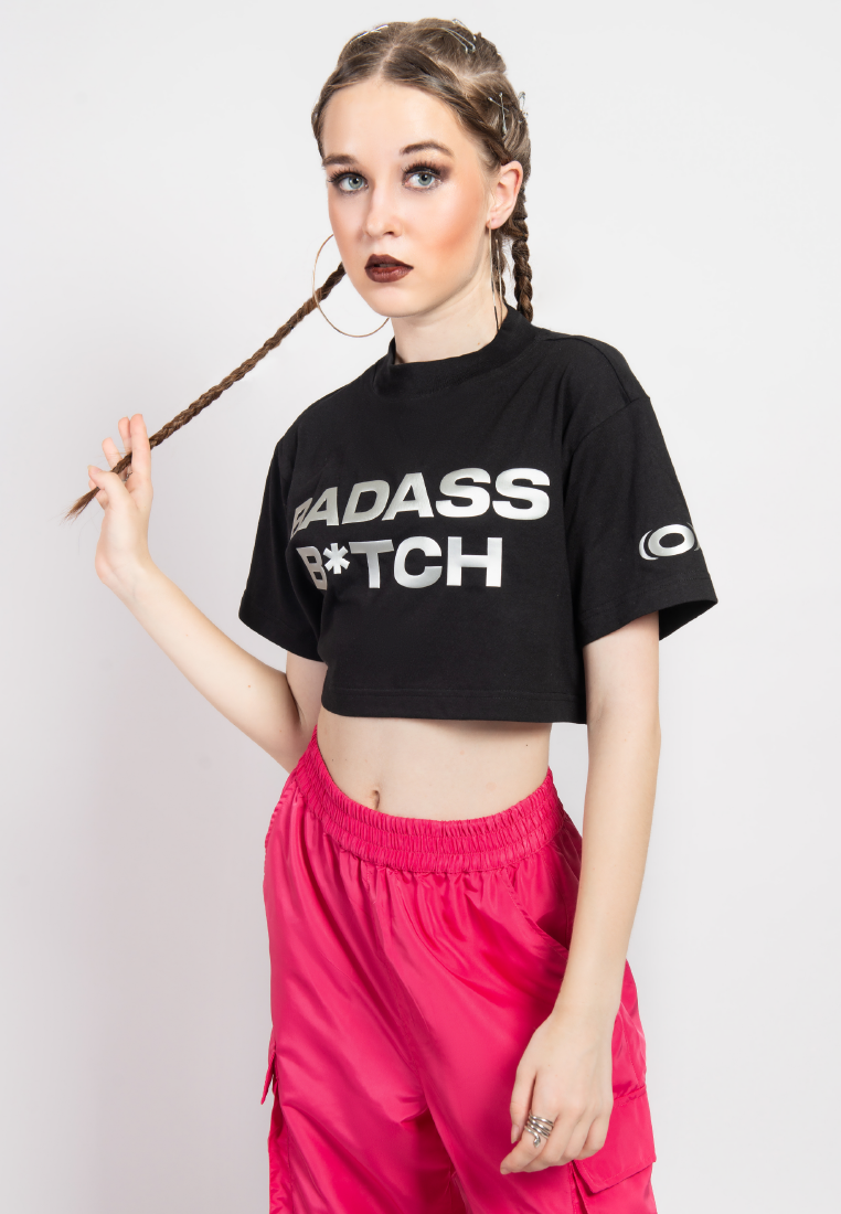 OCWA BADASS B*TCH SILVER CROP TEE