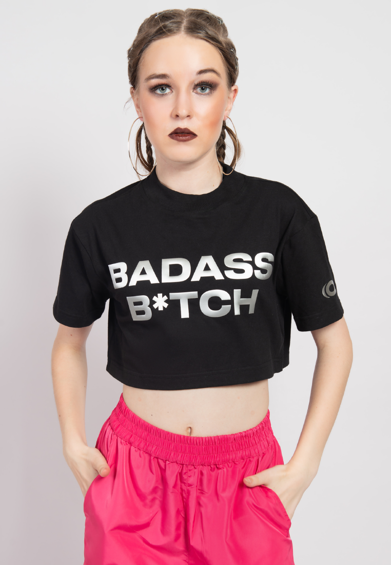 OCWA BADASS B*TCH SILVER CROP TEE