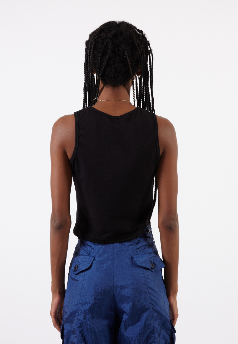 OCWA BASIC FITTED CROP BLACK TANK TOP