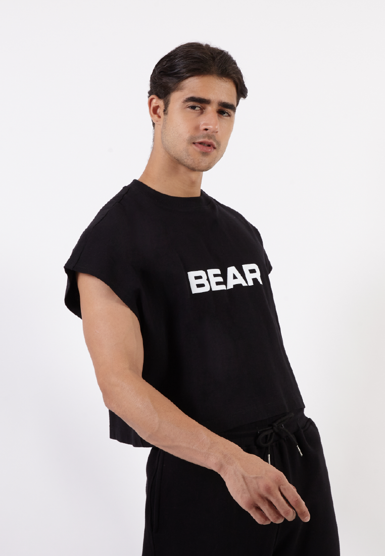 OCWA X BOP! BEAR CROP MUSCLE TEE BLACK