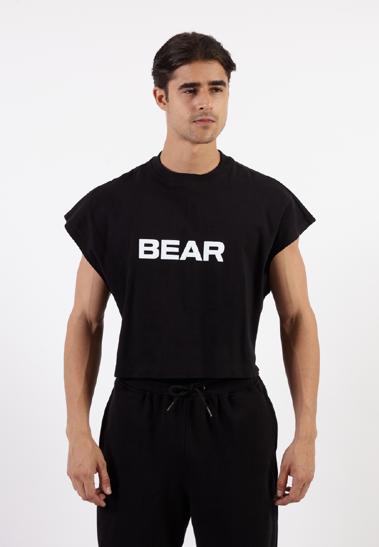 OCWA X BOP! BEAR CROP MUSCLE TEE BLACK