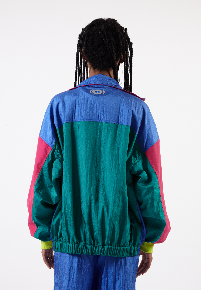 OCWA BIA 80'S INSPIRED COLORBLOCK PINK ELECTRIC BLUE NEON WATERPROOF JACKET