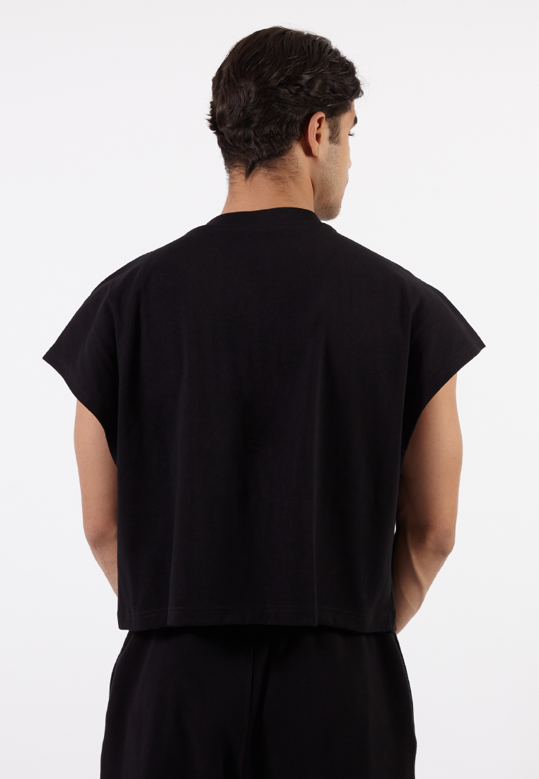 OCWA GAVIN OVERSIZED CROP MUSCLE TEE BLACK