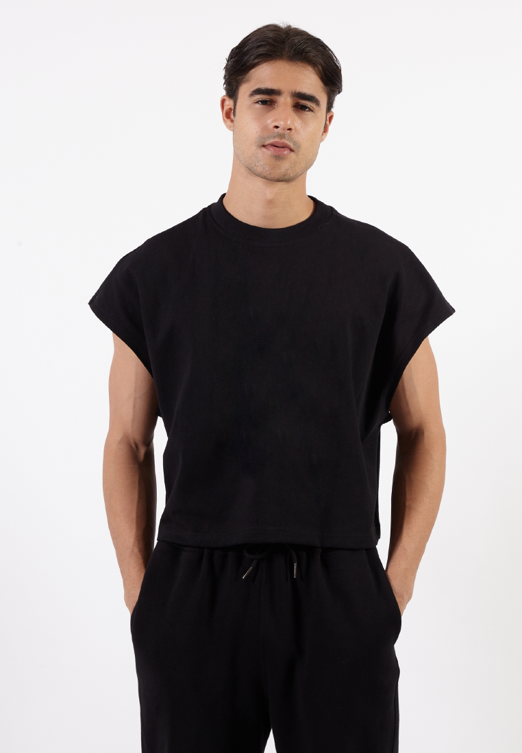 OCWA GAVIN OVERSIZED CROP MUSCLE TEE BLACK