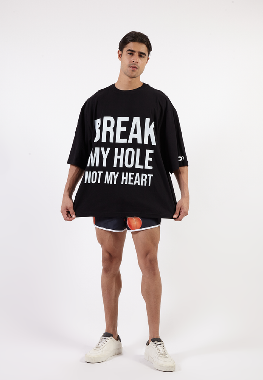 OCWA X BOP! BREAK MY HOLE NOT MY HEART OVERSIZED BLACK TEE