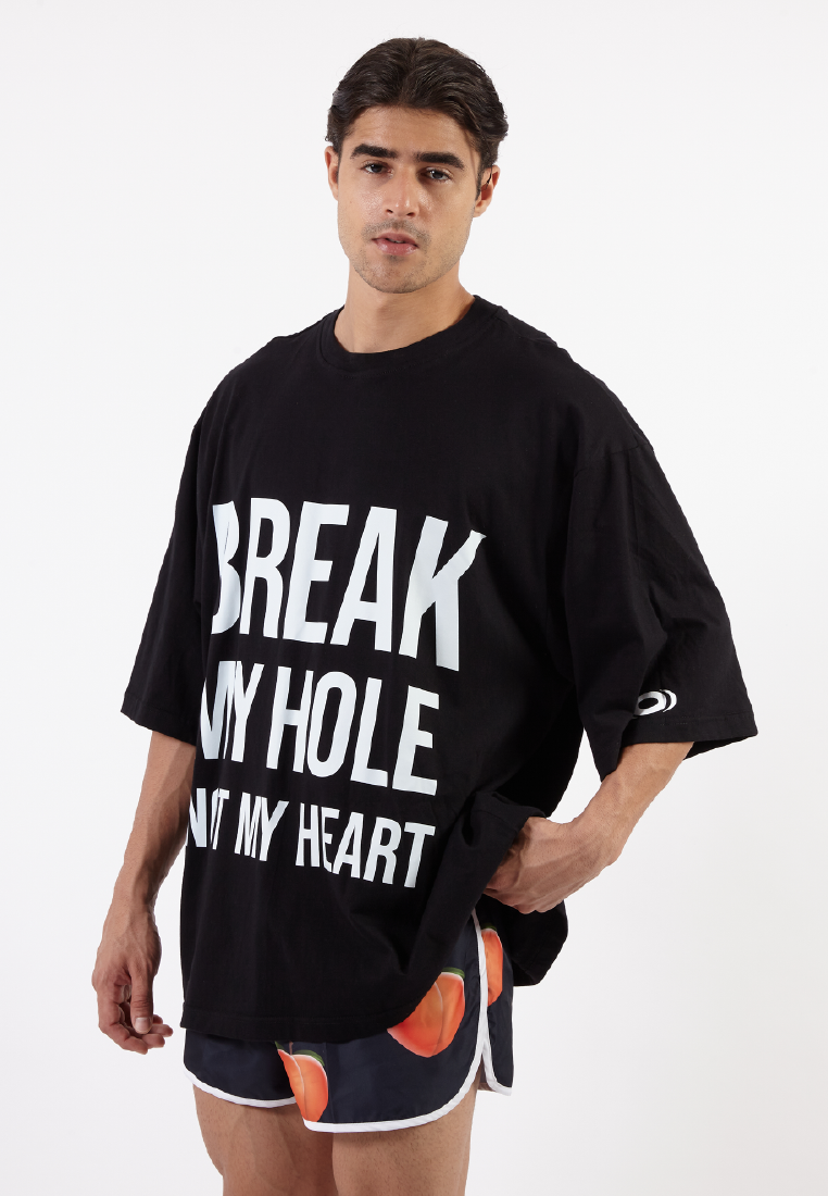 OCWA X BOP! BREAK MY HOLE NOT MY HEART OVERSIZED BLACK TEE