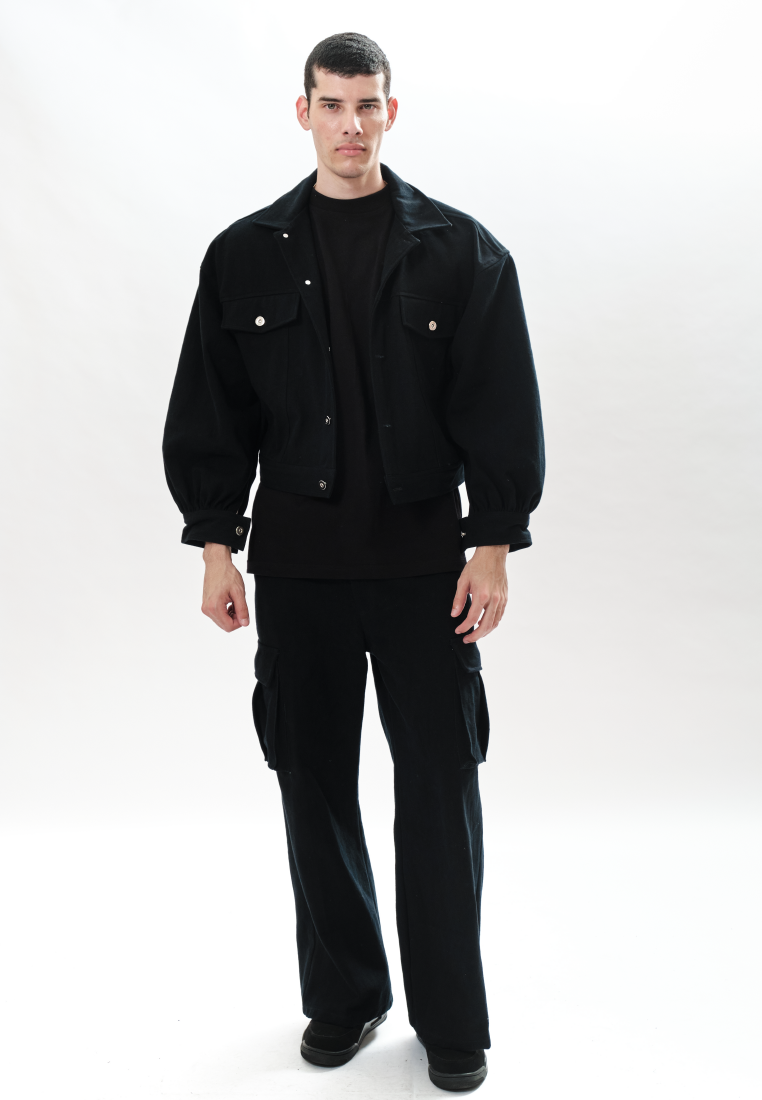 OCWA POPE BLACK OVERSIZED PUFF DENIM JACKET