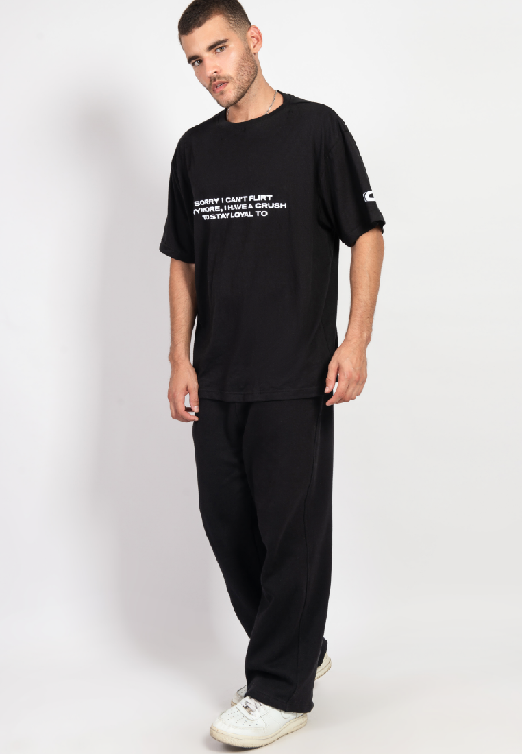 OCWA CAN'T FLIRT CRUSH TO LOYAL TO OVERSIZED TEE BLACK