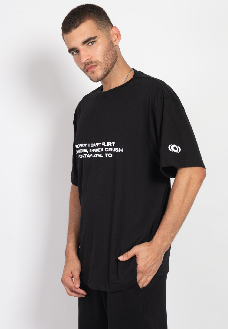 OCWA CAN'T FLIRT CRUSH TO LOYAL TO OVERSIZED TEE BLACK