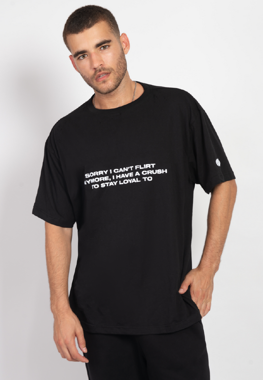 OCWA CAN'T FLIRT CRUSH TO LOYAL TO OVERSIZED TEE BLACK