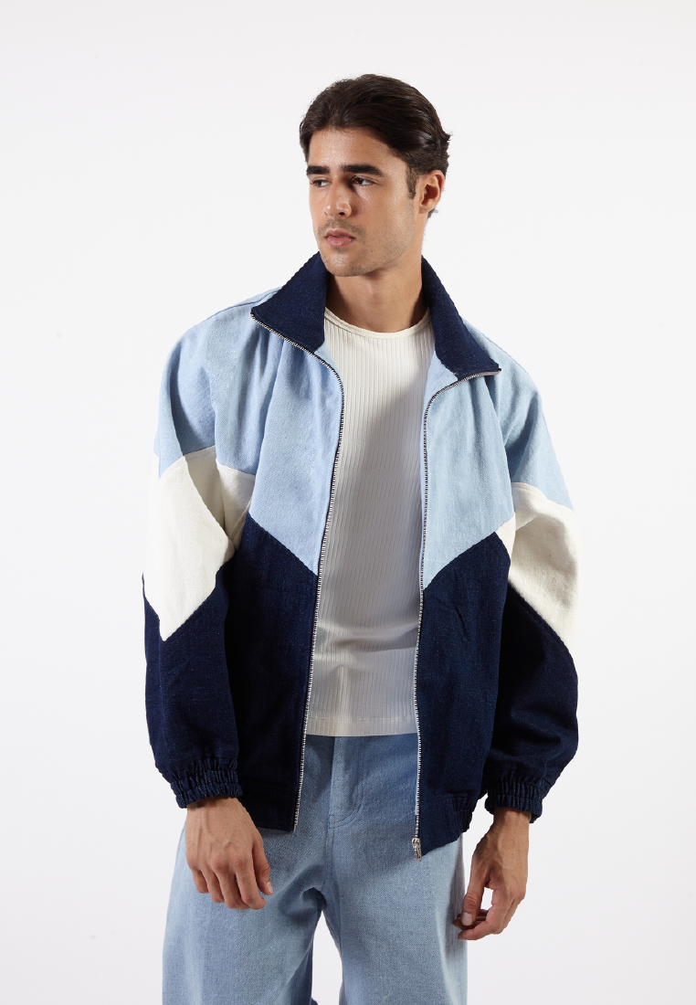 OCWA CHANCE NAVY BLUE WHITE OVERSIZED DENIM JACKET