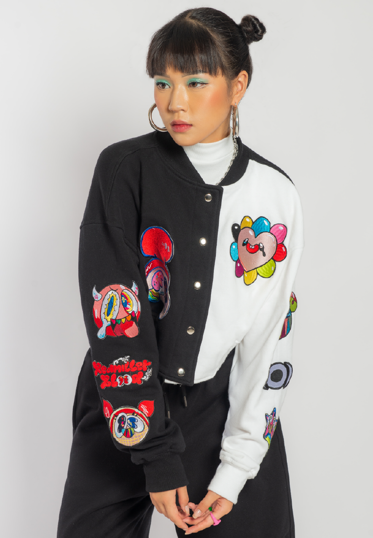 OCWA X REDMILLER REDMOJI CROP VARSITY JACKET