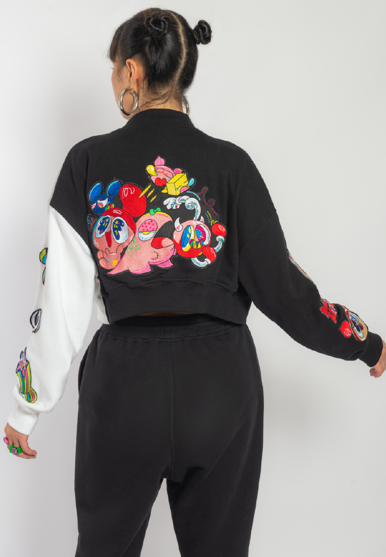 OCWA X REDMILLER REDMOJI CROP VARSITY JACKET