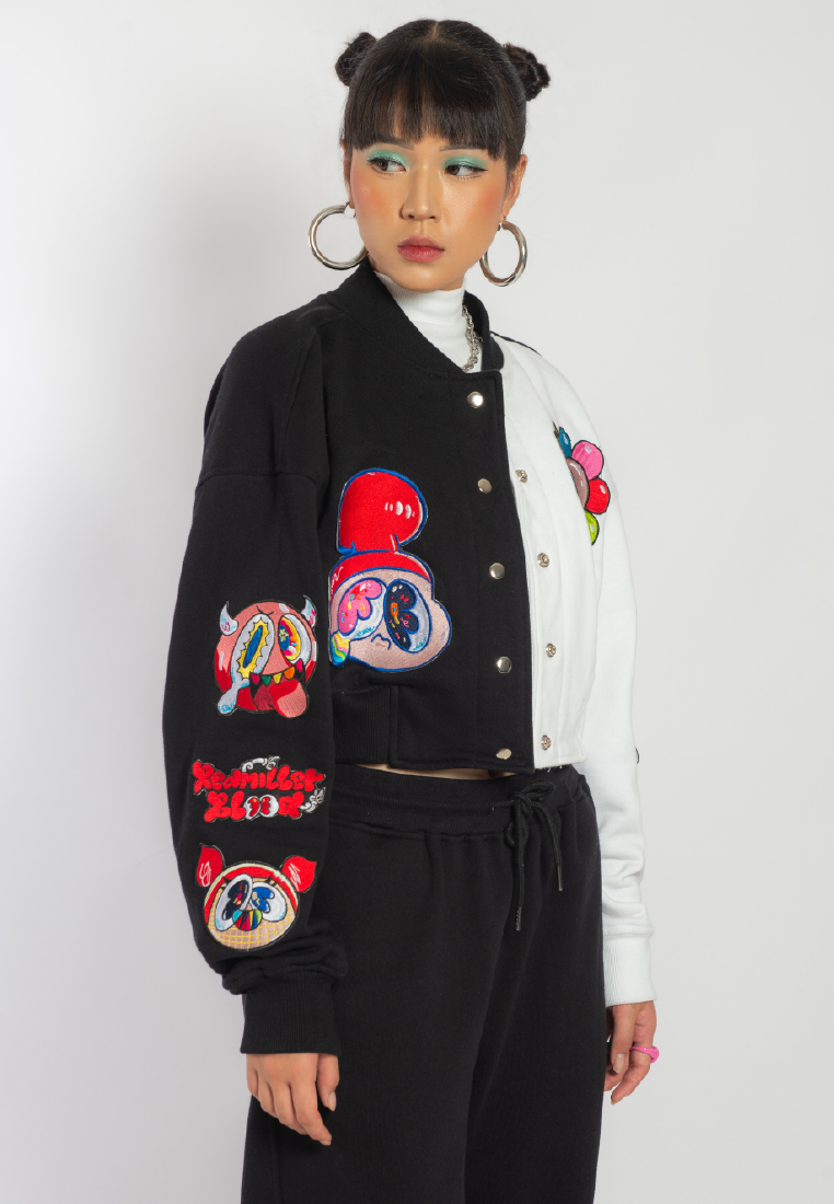 OCWA X REDMILLER REDMOJI CROP VARSITY JACKET