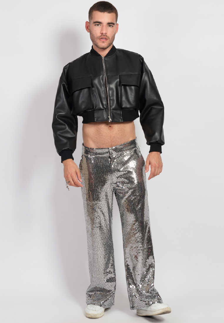 OCWA DON CROP BLACK LEATHER JACKET