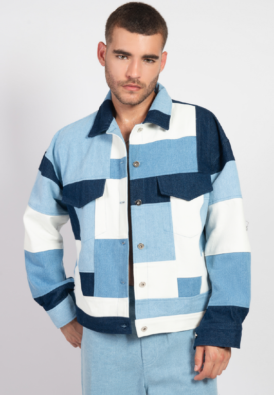 OCWA CYCLE FRANK MIXED BLUE WHITE DENIM JACKET