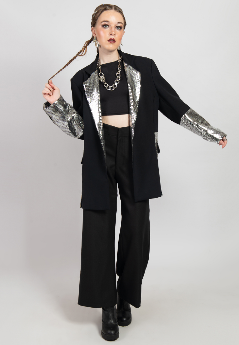 OCWA GABRIEL BLACK MIXED SEQUIN BLAZER WOMAN