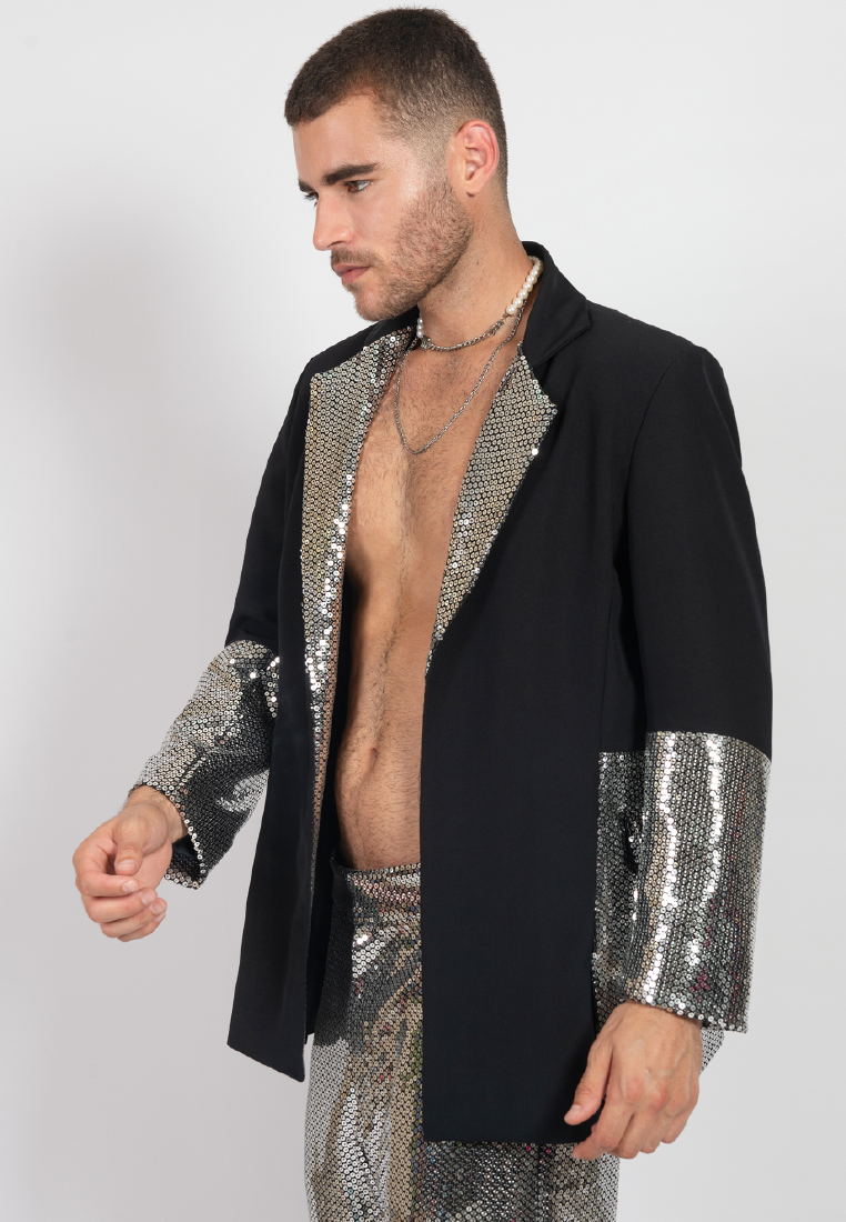 OCWA GABRIEL BLACK MIXED SEQUIN BLAZER